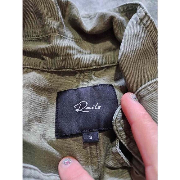 RAILS Medium Barclay Utility Jacket Cropped Military Pea Coat Sage Green sz Smal - Picture 2 of 5